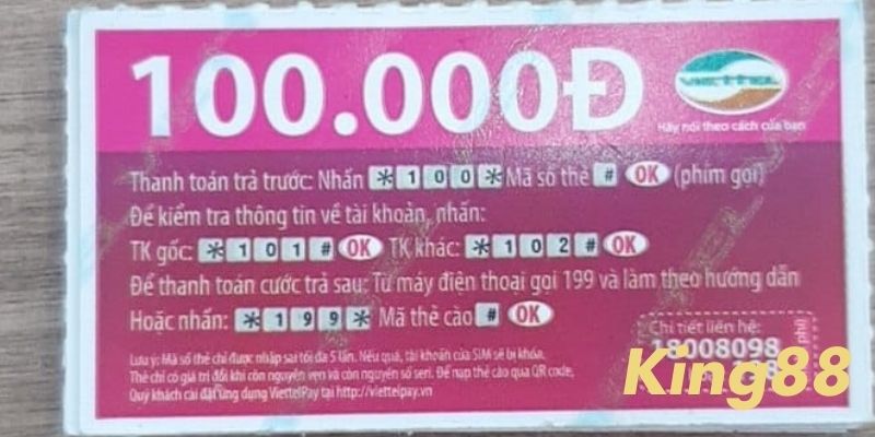 Dùng thẻ cào để nạp tiền king88 rất tiện lợi để thực hiện